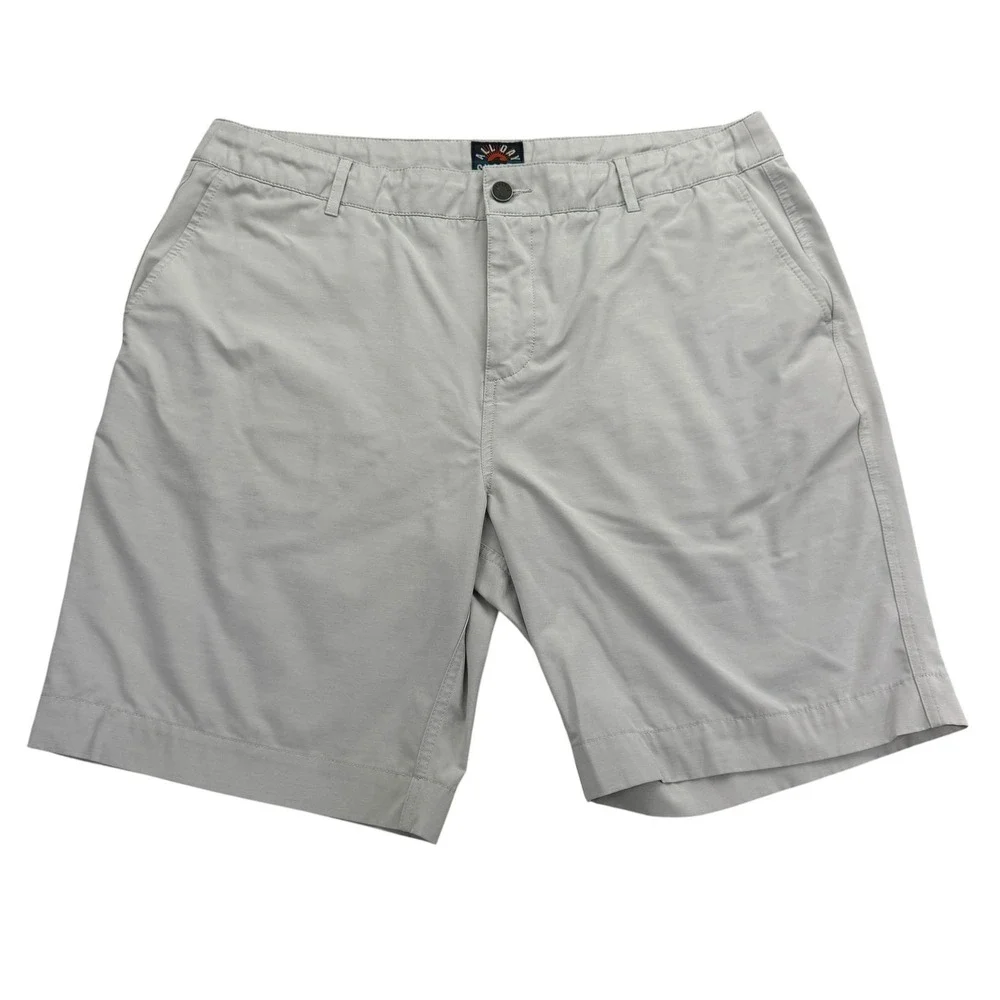 Faherty Shorts Mens 36 Gray Chino Microfiber Stretch Drawstring 9 Inseam All Day